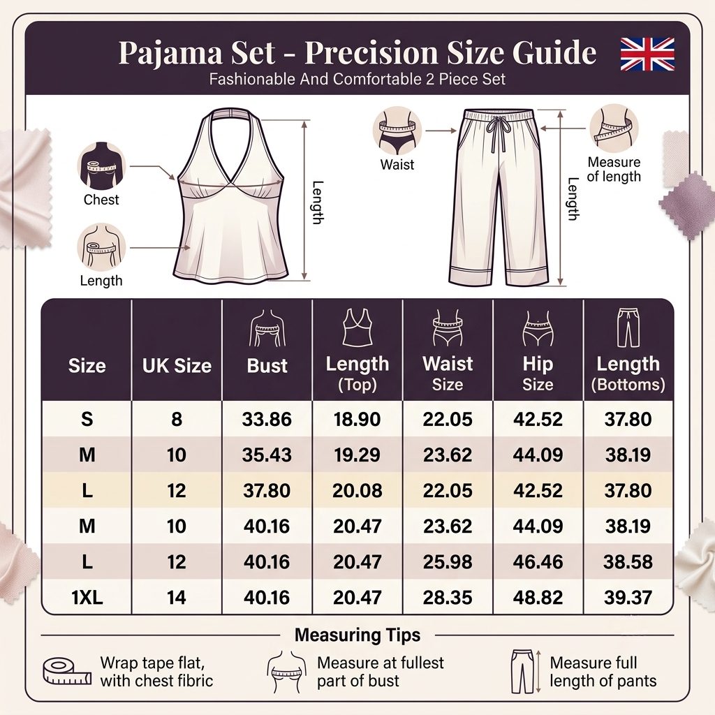 Women's V Neck Pajama Set, Sleeveless Cami Top & Long Pants Loungewear Size Guide