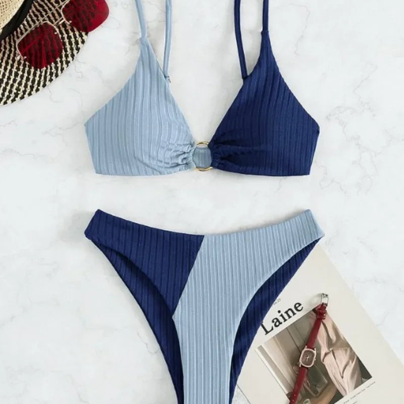 Push Up High Waist Bikini Set, Sexy High Cut Two Piece Swimwear