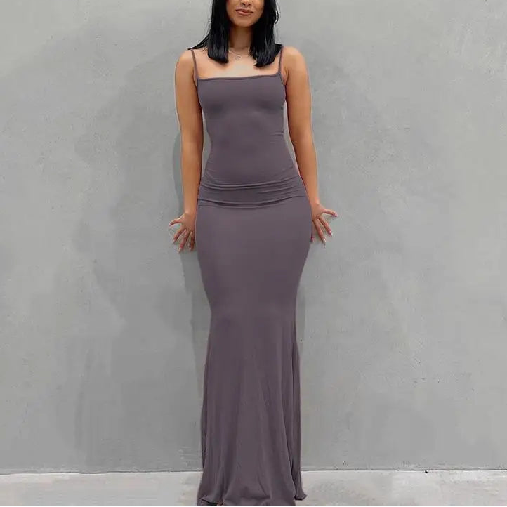 Women's Satin Maxi Dress, Strapless Backless Bodycon Evening Dress