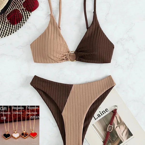 Push Up High Waist Bikini Set, Sexy High Cut Two Piece Swimwear