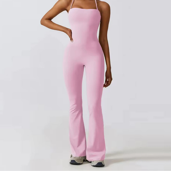Women's Yoga Jumpsuit, Flared Workout Jumpsuit, Sleeveless Activewear, Backless Gym Outfit, Pilates Exercise Romper, Sportswear