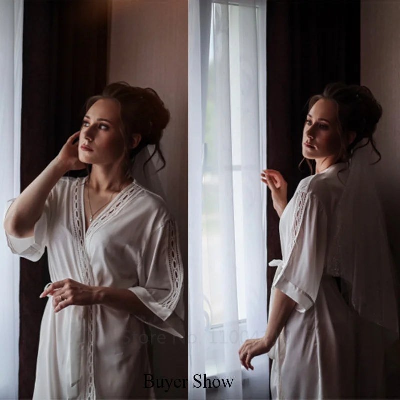Pink Satin Lace 2 Piece Nightgown & Robe Set, Sexy Sleepwear