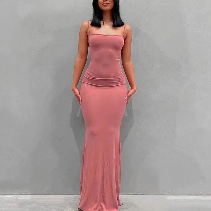 Women's Satin Maxi Dress, Strapless Backless Bodycon Evening Dress