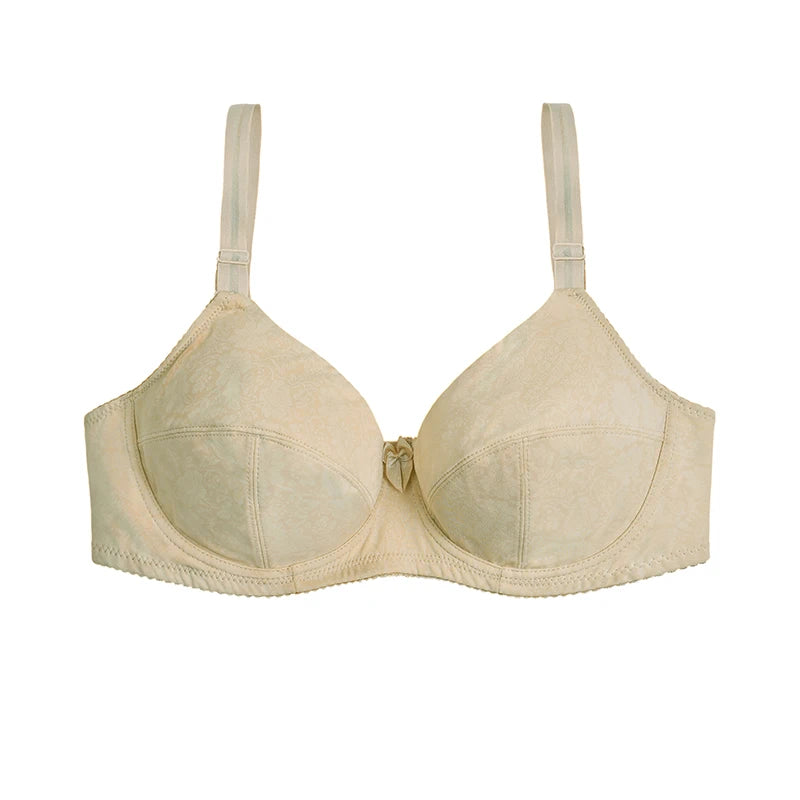 Women's Wire Free Full Cup Bra, Plus Size Seamless Embroidered Lingerie