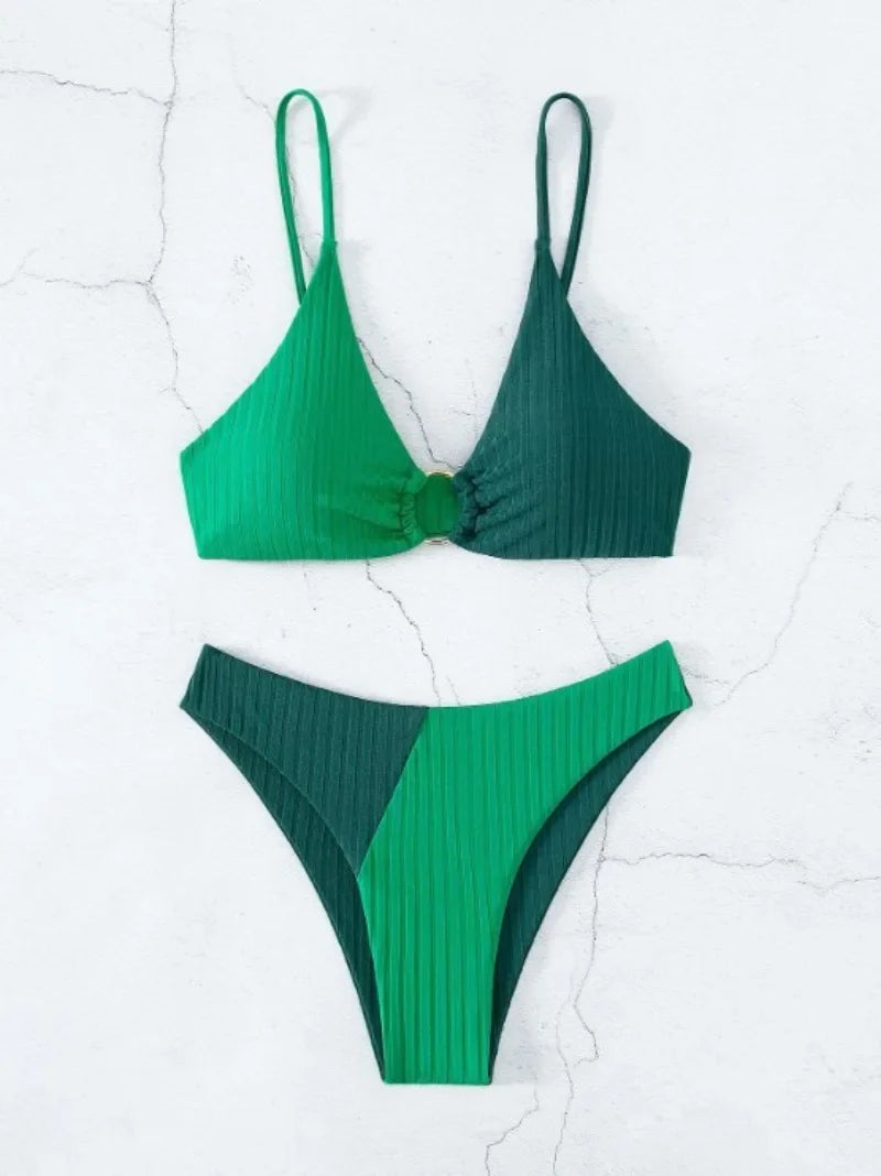 Push Up High Waist Bikini Set, Sexy High Cut Two Piece Swimwear