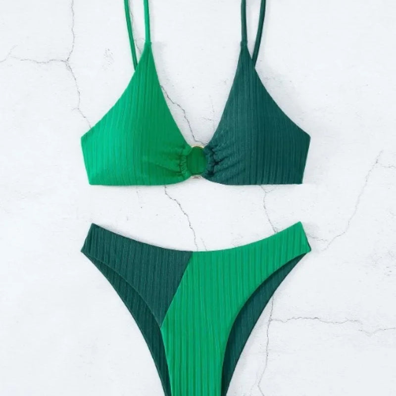Push Up High Waist Bikini Set, Sexy High Cut Two Piece Swimwear