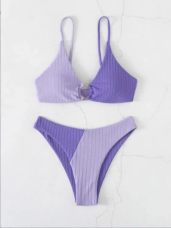 Push Up High Waist Bikini Set, Sexy High Cut Two Piece Swimwear