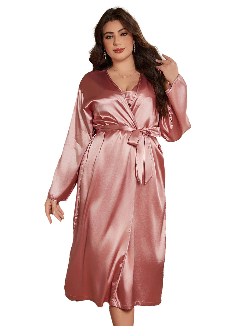 Women's Long Robe, Soft Lounge Robe, Full Sleeve Dressing Gown, Mid Calf Sleep Robe, Cozy Loungewear Gift for Her