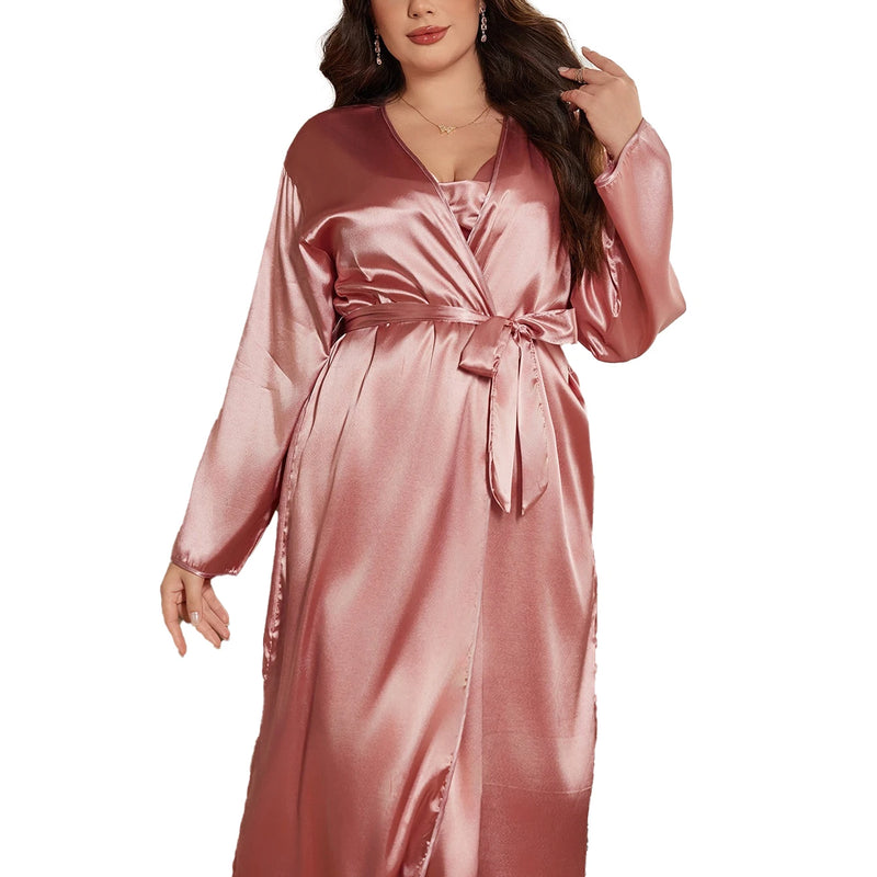 Women's Long Robe, Soft Lounge Robe, Full Sleeve Dressing Gown, Mid Calf Sleep Robe, Cozy Loungewear Gift for Her