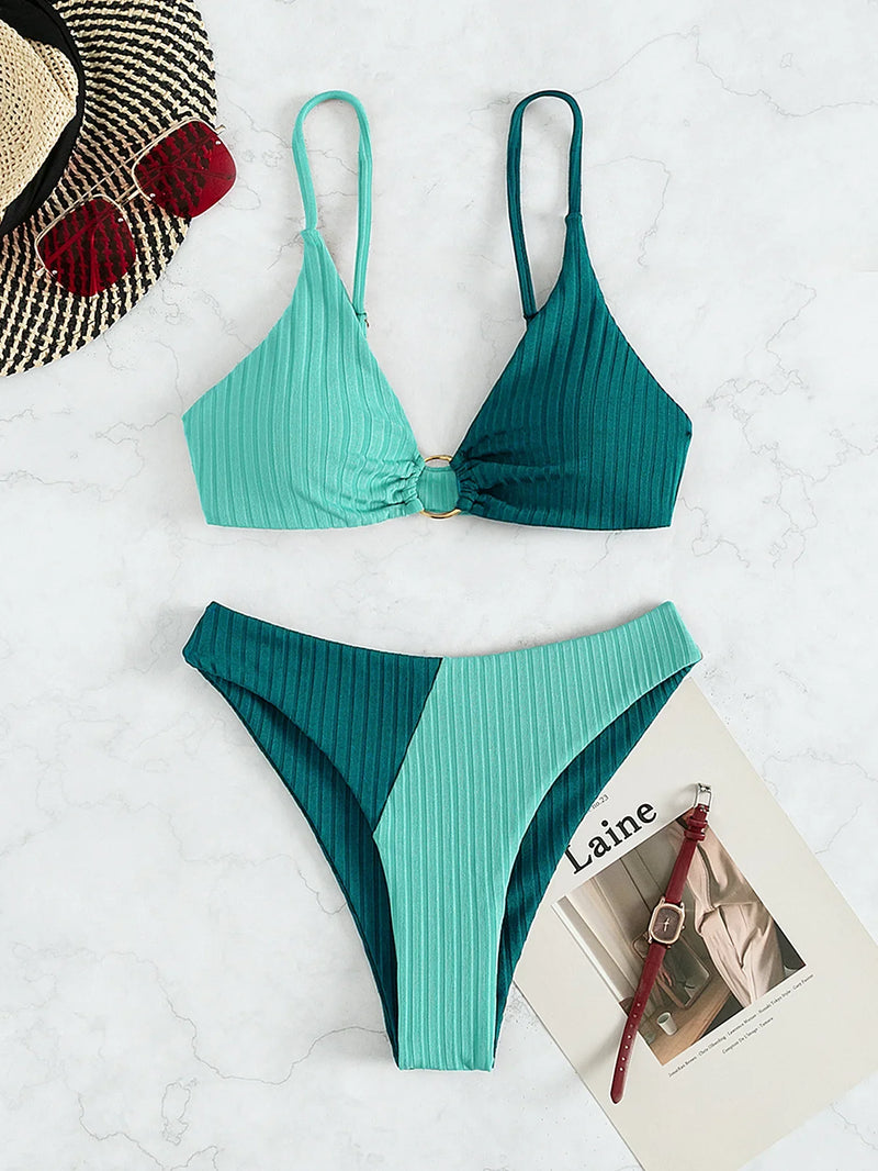 Push Up High Waist Bikini Set, Sexy High Cut Two Piece Swimwear