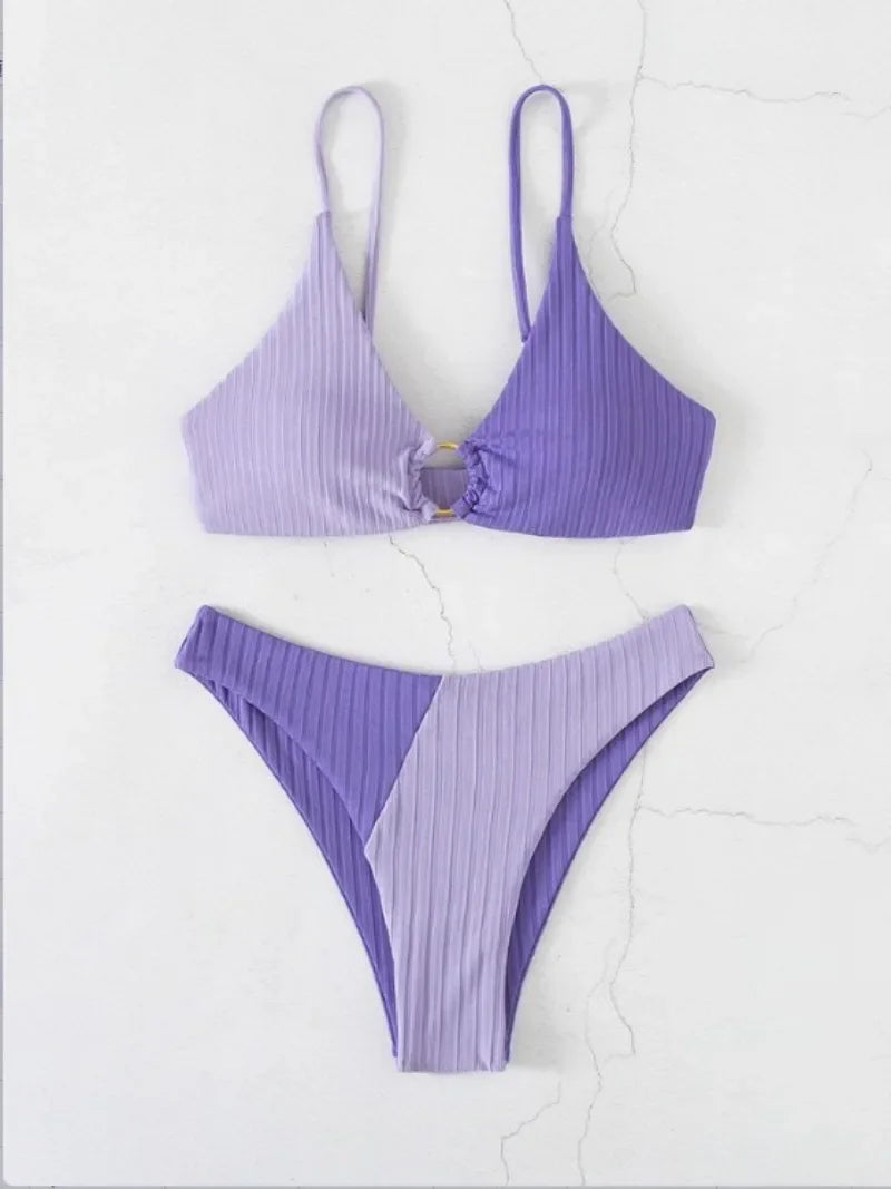 Push Up High Waist Bikini Set, Sexy High Cut Two Piece Swimwear