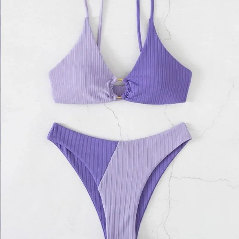 Push Up High Waist Bikini Set, Sexy High Cut Two Piece Swimwear