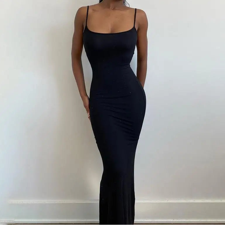 Women's Satin Maxi Dress, Strapless Backless Bodycon Evening Dress