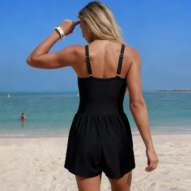 Women's One Piece Swimsuit, High Waisted Tummy Control Swimwear, Pocket Bathing Suit, Wire Free Beachwear