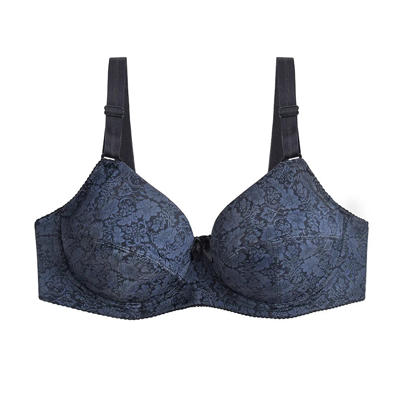 Women's Wire Free Full Cup Bra, Plus Size Seamless Embroidered Lingerie