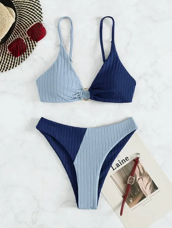 Push Up High Waist Bikini Set, Sexy High Cut Two Piece Swimwear