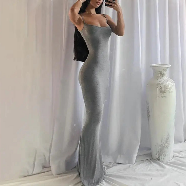 Women's Satin Maxi Dress, Strapless Backless Bodycon Evening Dress
