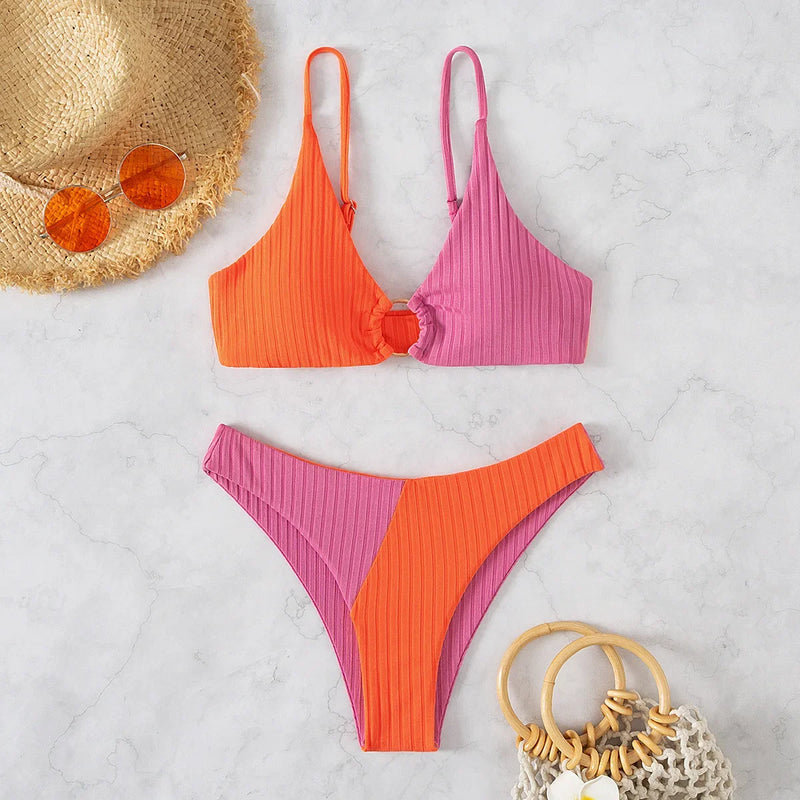 Push Up High Waist Bikini Set, Sexy High Cut Two Piece Swimwear