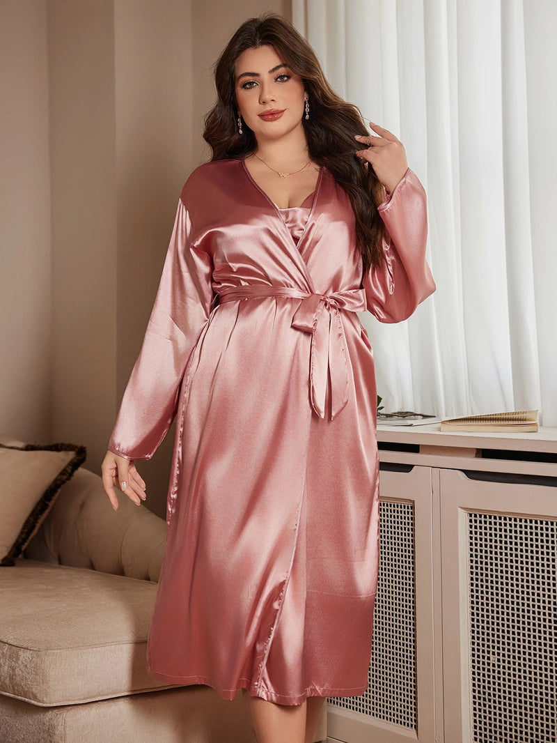 Women's Long Robe, Soft Lounge Robe, Full Sleeve Dressing Gown, Mid Calf Sleep Robe, Cozy Loungewear Gift for Her