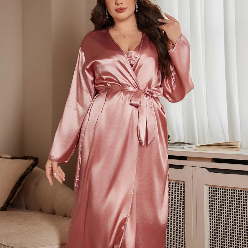Women's Long Robe, Soft Lounge Robe, Full Sleeve Dressing Gown, Mid Calf Sleep Robe, Cozy Loungewear Gift for Her