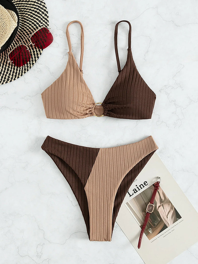 Push Up High Waist Bikini Set, Sexy High Cut Two Piece Swimwear