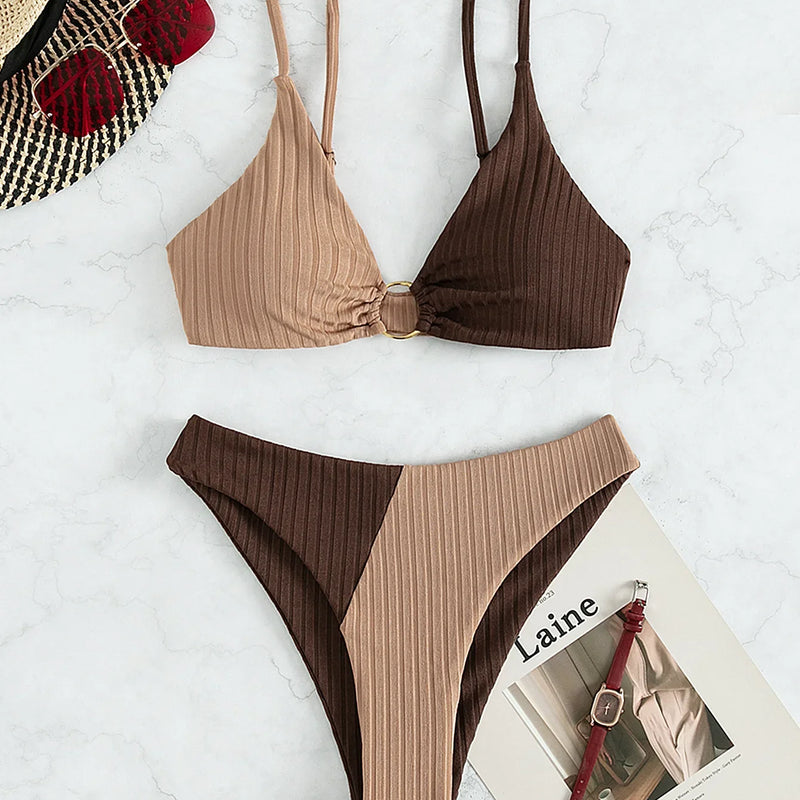 Push Up High Waist Bikini Set, Sexy High Cut Two Piece Swimwear