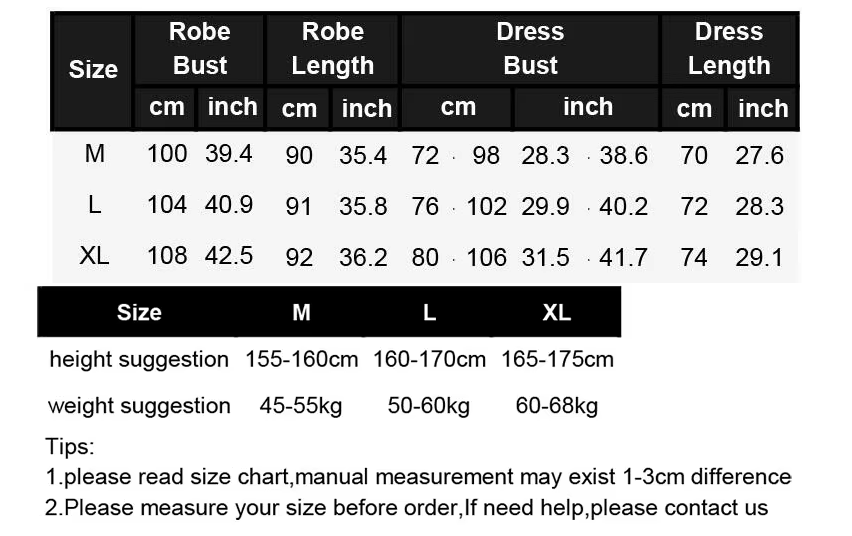 Pink Satin Lace 2 Piece Nightgown & Robe Set, Sexy Sleepwear Size Guide