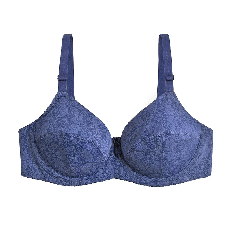 Women's Wire Free Full Cup Bra, Plus Size Seamless Embroidered Lingerie