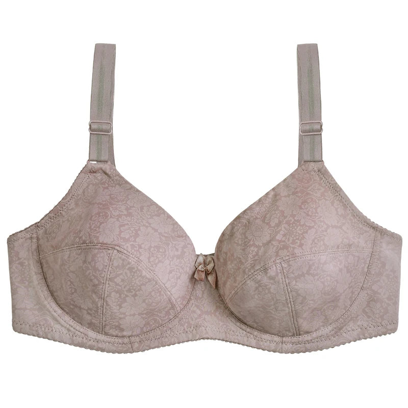 Women's Wire Free Full Cup Bra, Plus Size Seamless Embroidered Lingerie