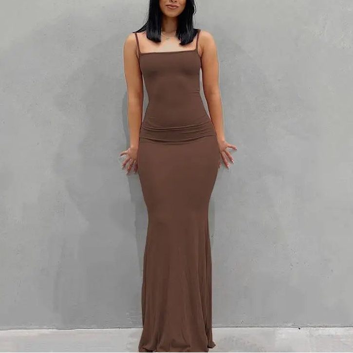 Women's Satin Maxi Dress, Strapless Backless Bodycon Evening Dress