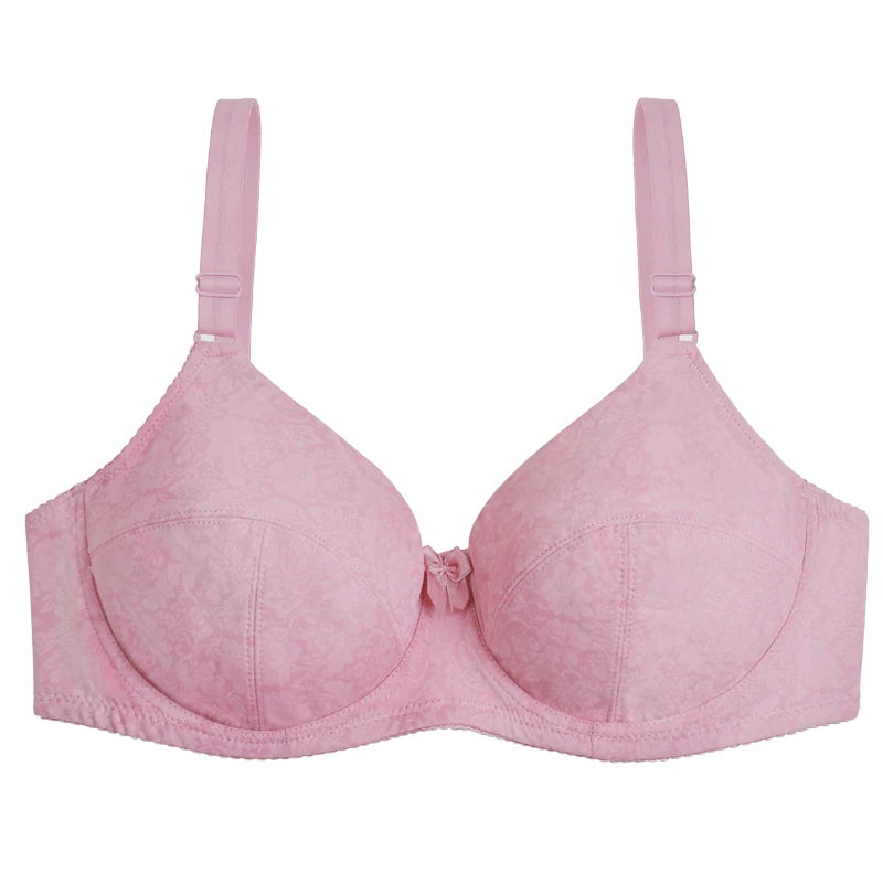 Women's Wire Free Full Cup Bra, Plus Size Seamless Embroidered Lingerie