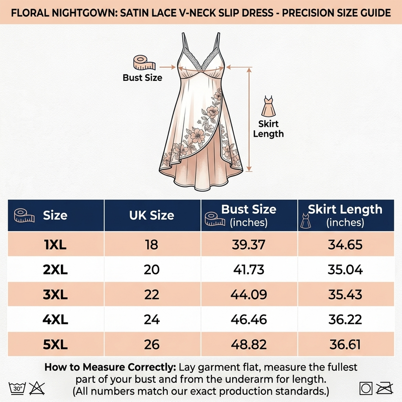 Women's Satin Floral Nightgown, Lace V Neck Slip Dress, Spaghetti Strap Sleepwear